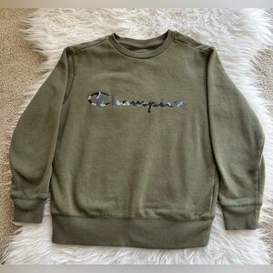 Champion Army Green Crewneck Boy SweatShirt Size S